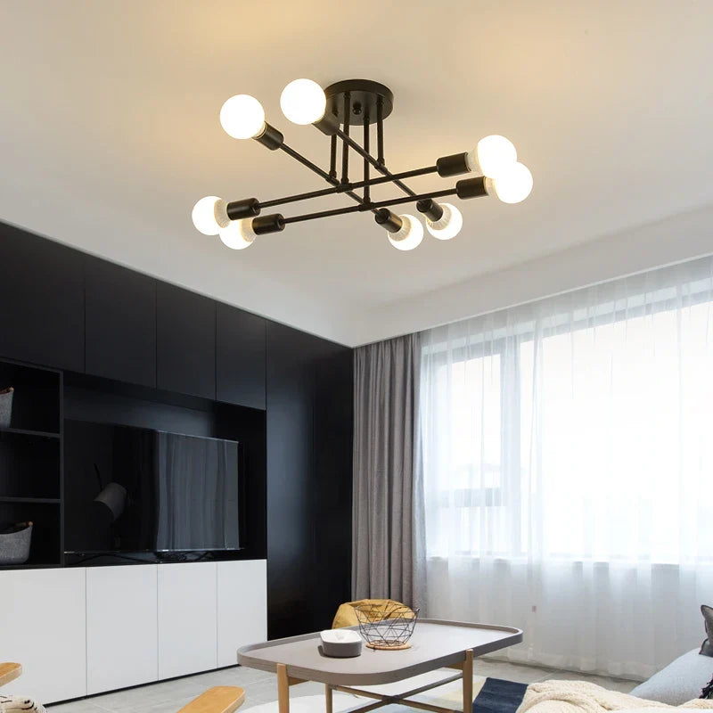 Afralia™ Nordic Wrought Iron Ceiling Lamp - Modern Minimalist Industrial Living Room Bedroom Light
