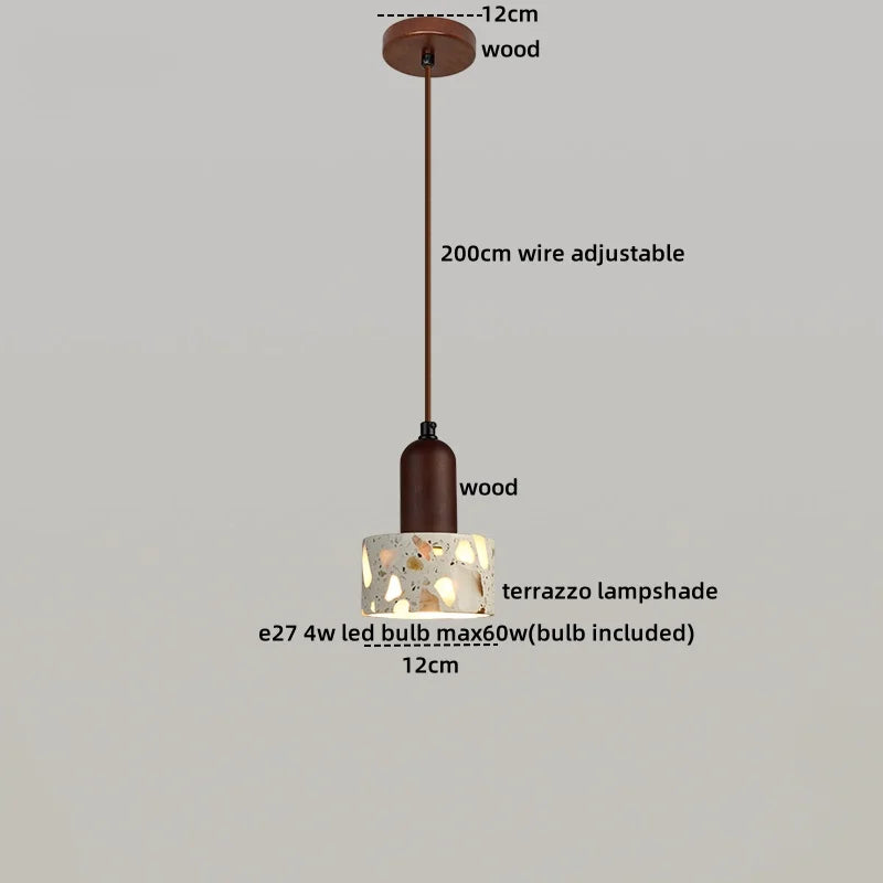 Afralia™ Terrazzo Wood LED Pendant Light for Stylish Home Decor