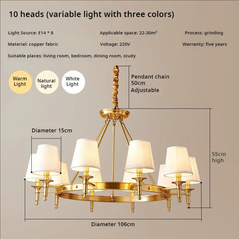 Afralia™ Copper American Chandelier: Luxury Modern Living Room, Dining Room, Bedroom Light