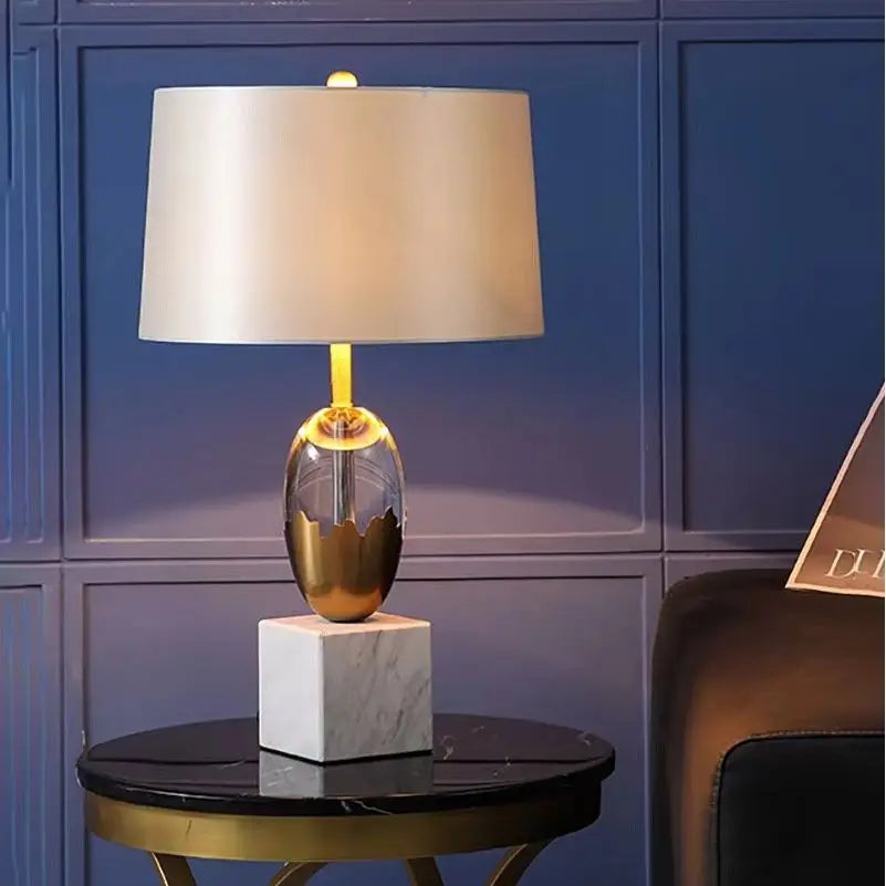 Afralia™ Crystal Fabric Table Lamp: Nordic Design for Bedside, Desk, Living Room & Bedroom