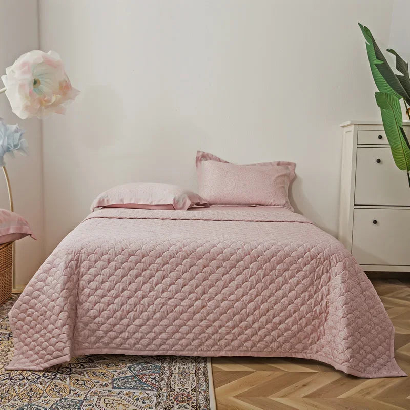 Afralia™ Lyocell Quilted Bedspread Set with Thick Bed Sheets and Pillowcases