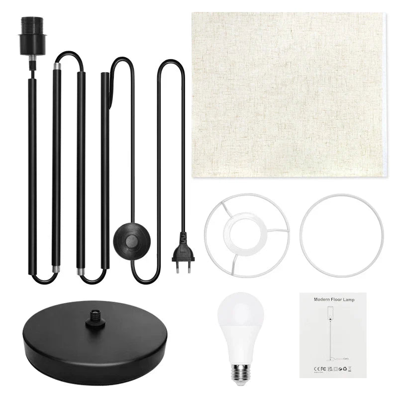 Afralia™ Nordic Cloth Lampshade LED Floor Lamp for Indoor Living Room Decor