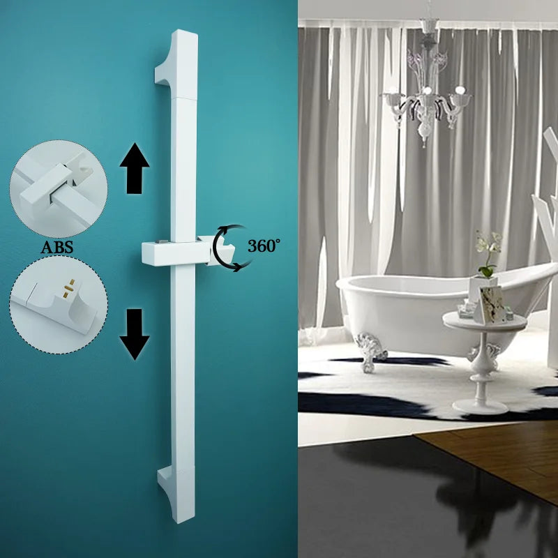 Afralia™ White Extendable Shower Rod Wall Mount Bathroom Riser Sliding Pole