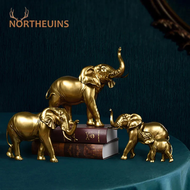 Afralia™ Elephant Resin Figurine: Interior Lucky Ornament for Home Decor