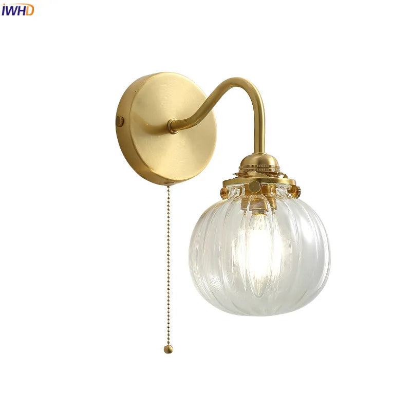 Afralia™ Copper Glass Ball Wall Sconce LED Light Fixture