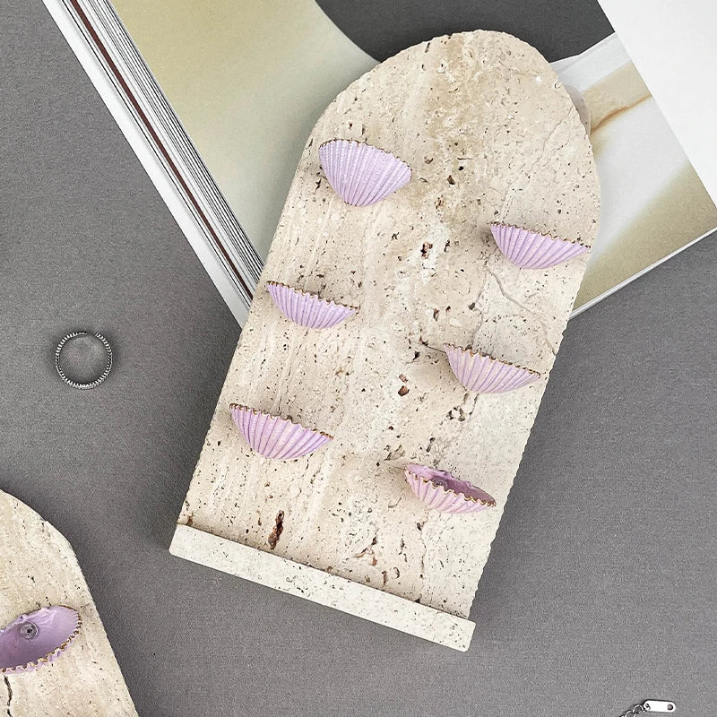 Afralia™ Marble Shell Jewelry Stand for Ring Necklace Earring Bracelet