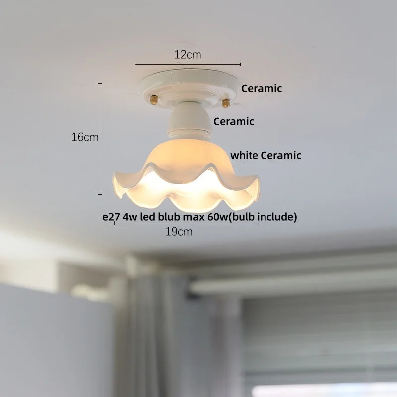 Afralia™ White Ceramic LED Ceiling Light Fixture Nordic Modern Home Decor Lighting Plafond Lamp