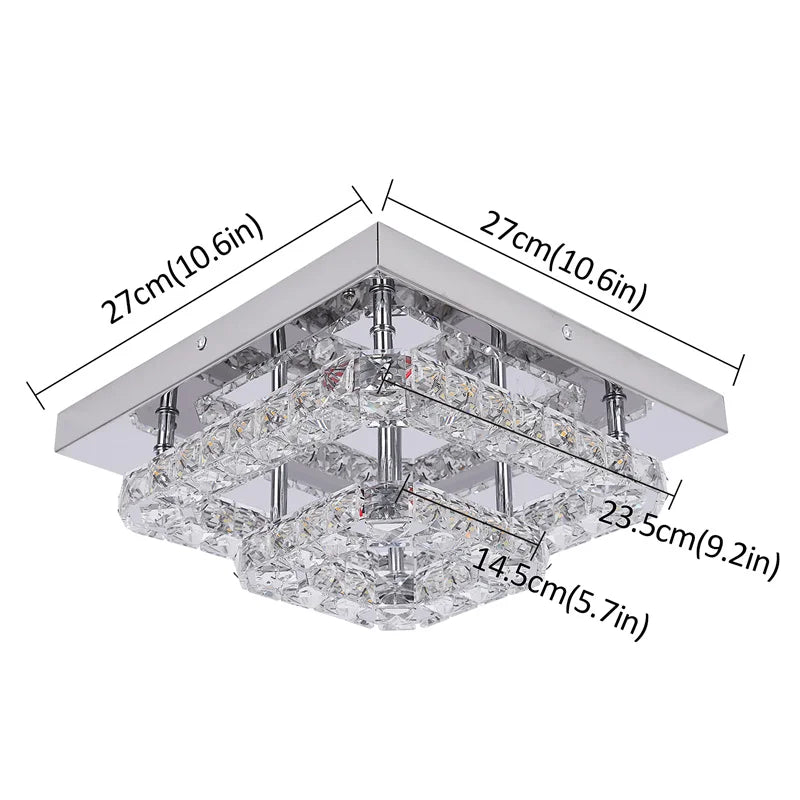 Afralia™ Crystal LED Ceiling Light Plafon Chandelier Stainless Steel Luminaria