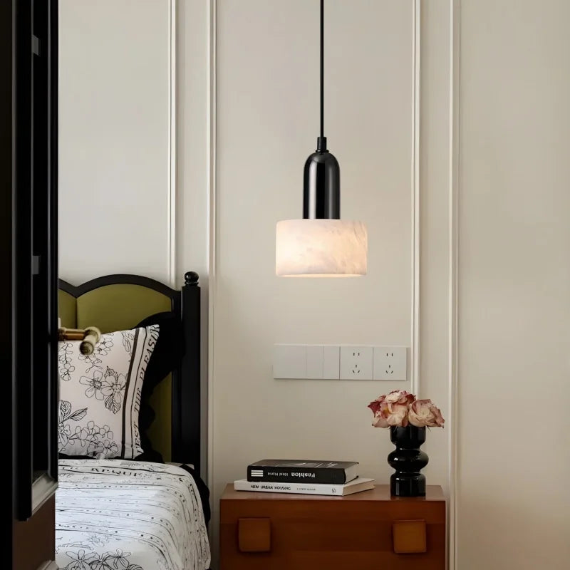 Afralia™ Iron Marble LED Pendant Light Fixture Modern Hanging Lamp Interior Decor