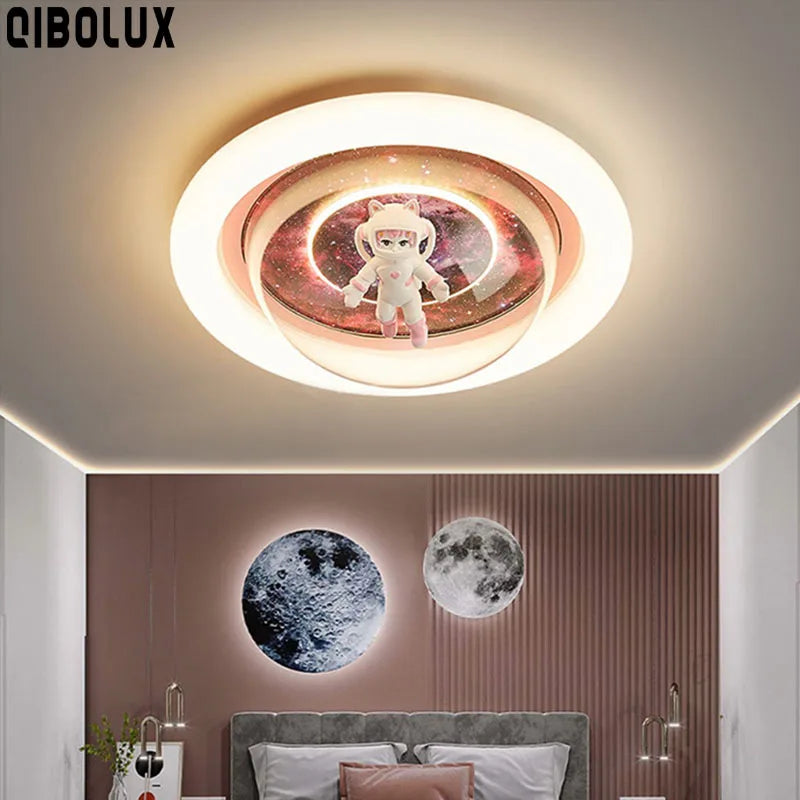 Afralia™ Astronaut LED Ceiling Lights for Children's Room and Bedroom