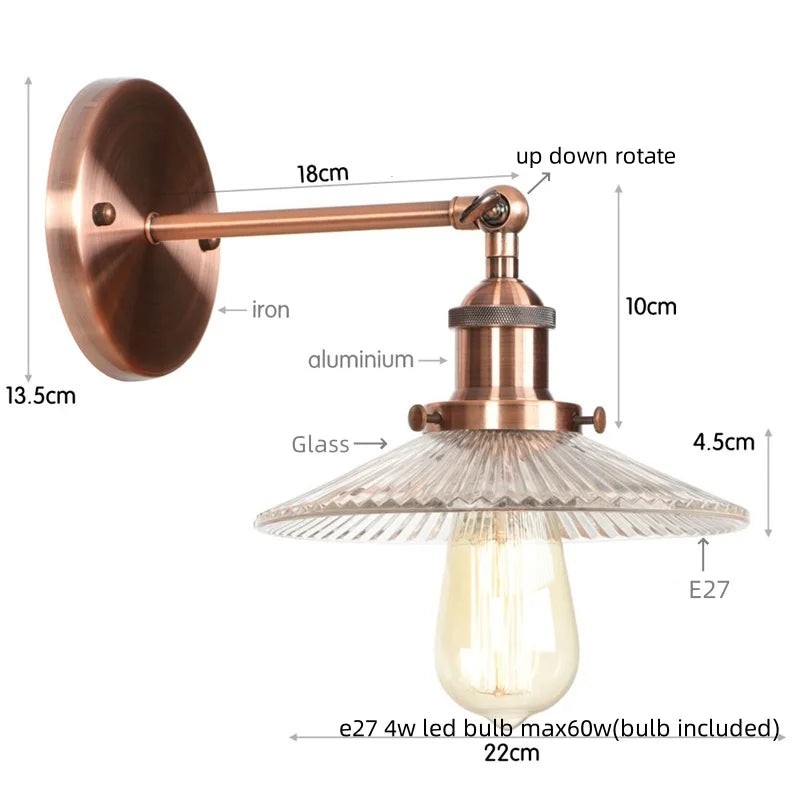 Afralia™ Chrome LED Wall Light Clear Glass Single Sconce Vintage Style Indoor Lamp