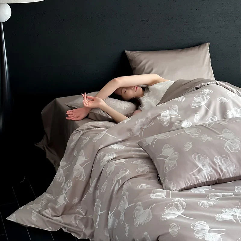 Afralia™ 100% Cotton Jacquard Bedding Set Double King Size Bedroom Decor