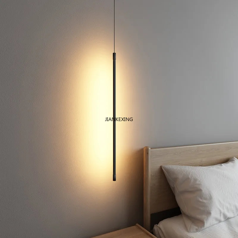 Afralia™ LED Line Chandelier: Nordic Creative Lighting for Living Room & Bedroom