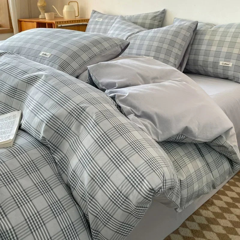 Afralia™ Nordic Cotton Bedding Set: Soft Striped Comforter Cover for Adults