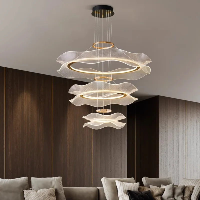 Afralia™ Round Modern LED Ceiling Chandelier for Living Room and Dining Room