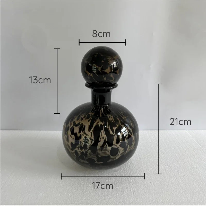 Afralia™ Leopard Texture Glass Vase: Modern Floral Vase for Chic Room Decor