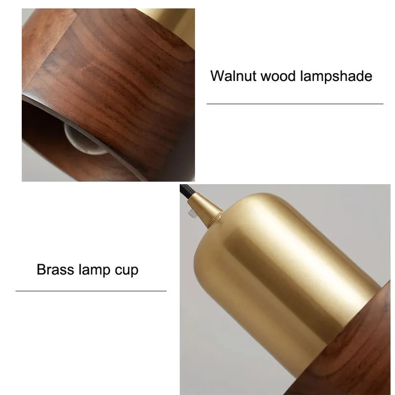 Afralia™ Nordic Walnut Wood Wall Lamp