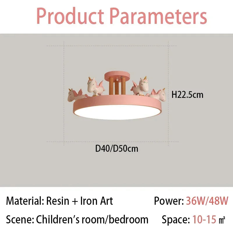 Afralia™ Unicorn LED Ceiling Lights for Kids' Room - Modern Resin Bedroom Lamps