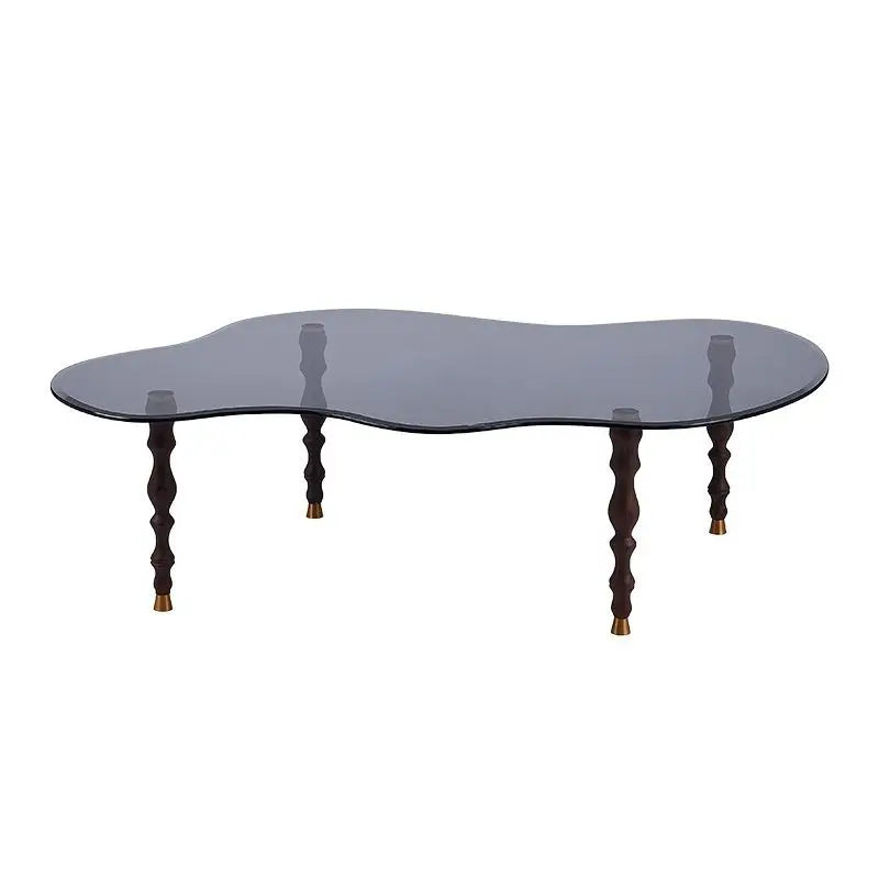 Afralia™ Peanut-Shaped Coffee Table with Solid Wood Legs