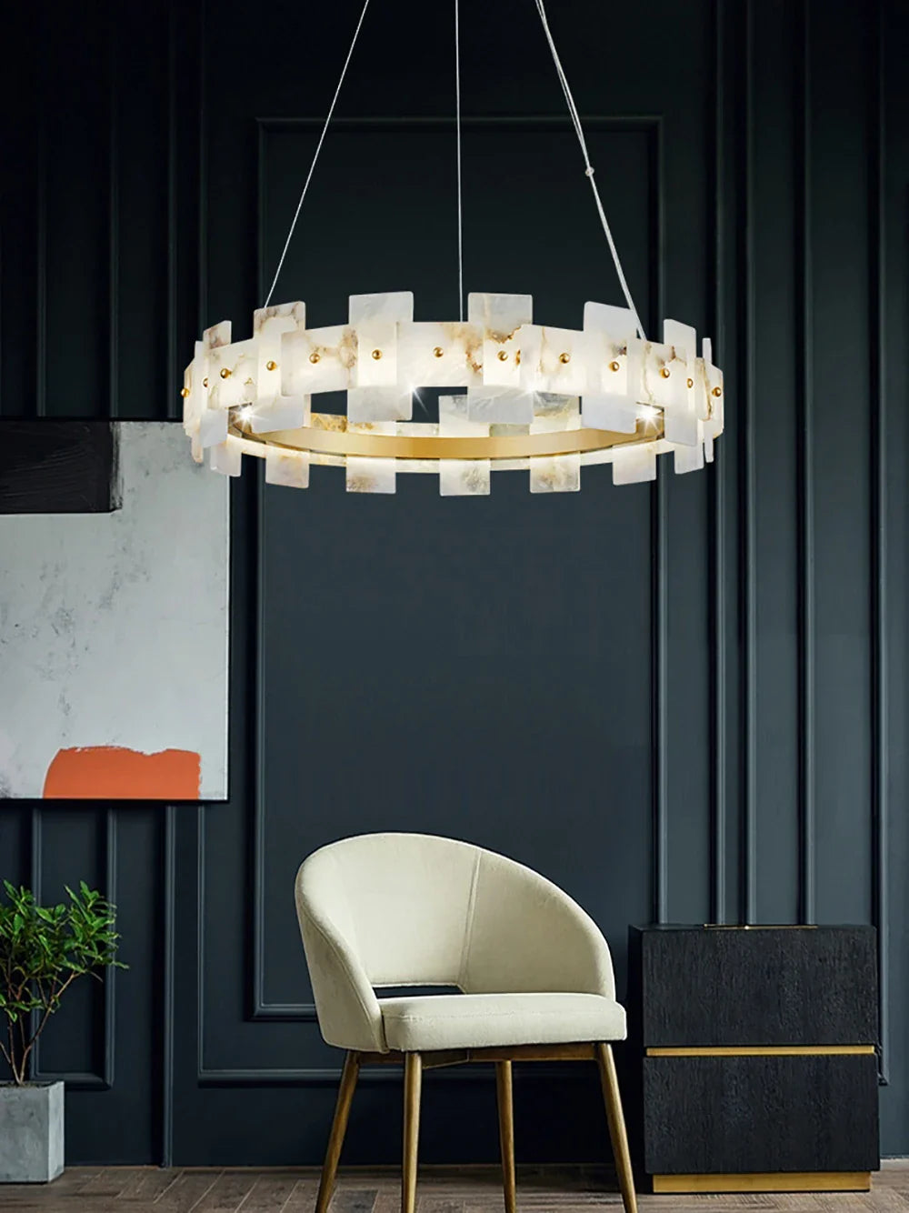 Afralia™ Marble Ceiling Chandelier: Luxury LED Hanging Lamp for Living Room Decor