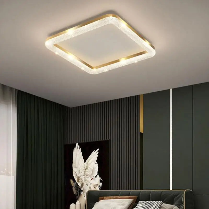 Afralia™ Modern Luxury Gold Ceiling Lamp: Circular Ring LED Light for Bedroom, Dining, Kitchen