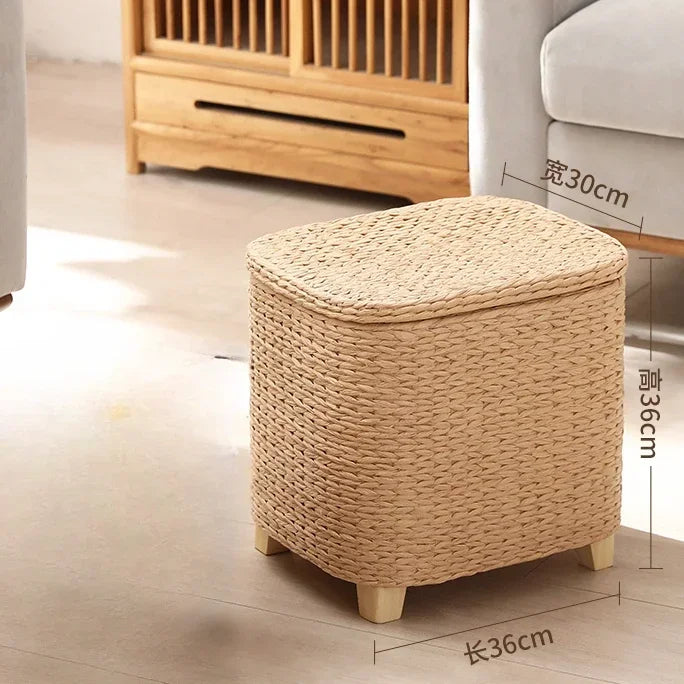 Afralia™ Rattan Wicker Ottoman Shoe Cabinet Storage Stool & Footrest