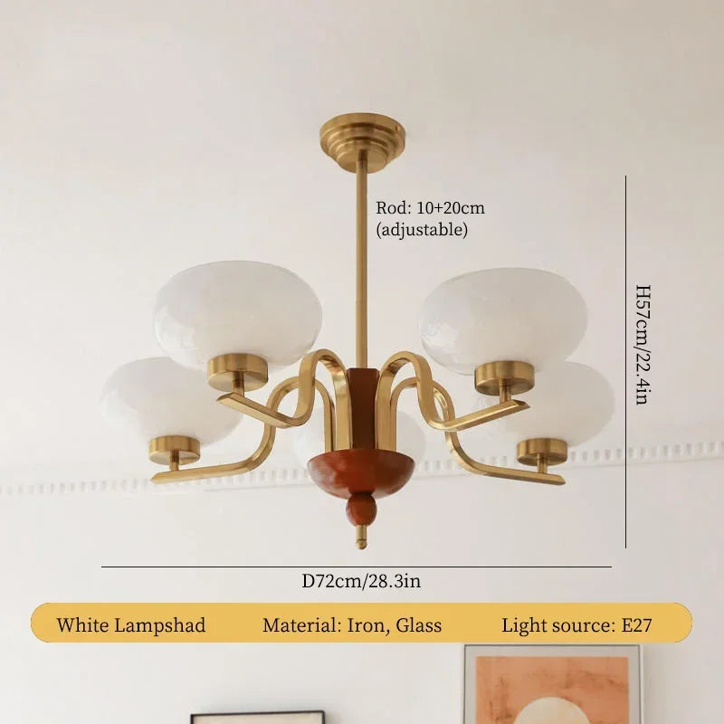 Afralia™ Cream Glass Pendant Chandelier for Home Decor
