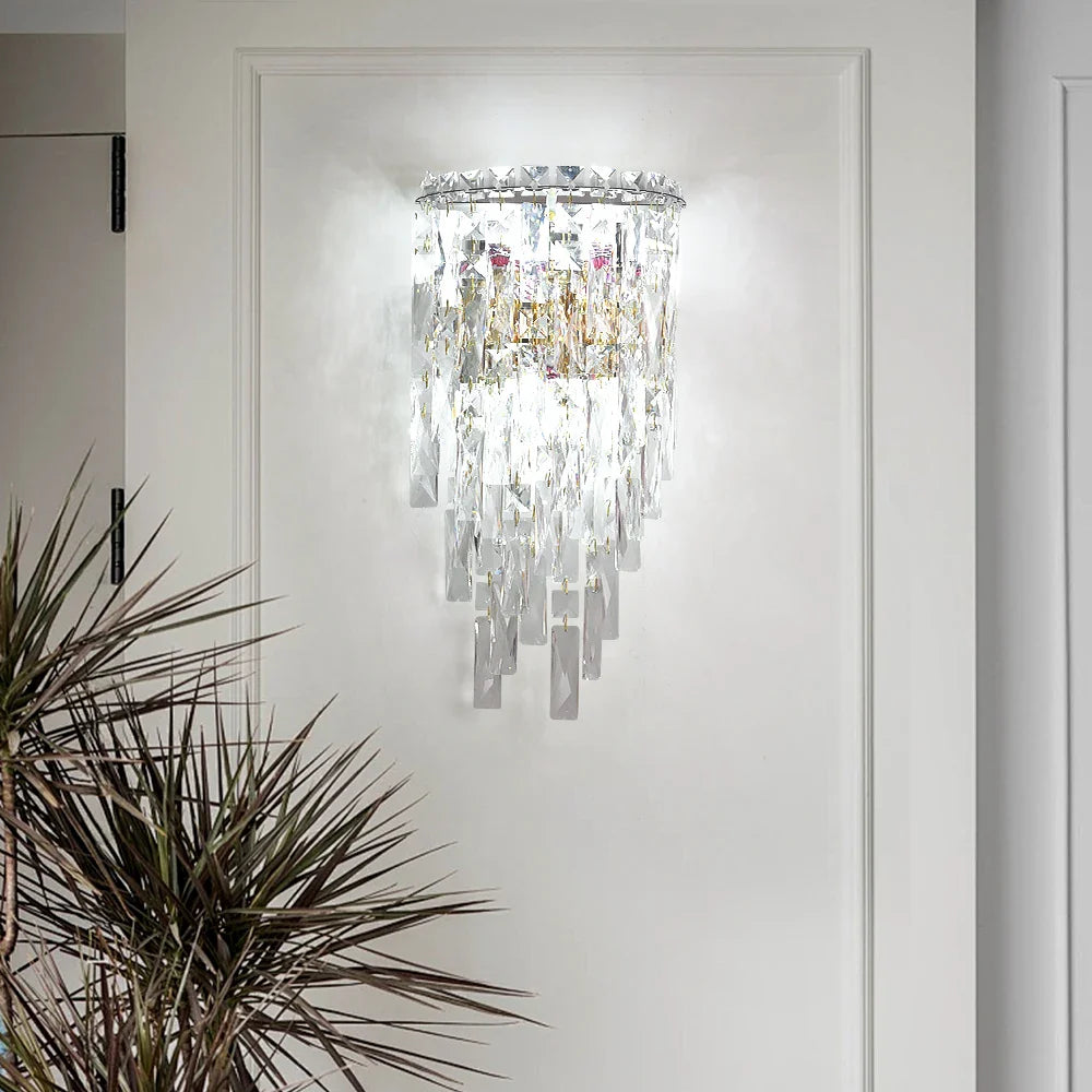 Afralia™ LED Crystal Sconce Wall Lamp: Modern Luxury Lighting for Living Room, Bedroom, and Corridor.