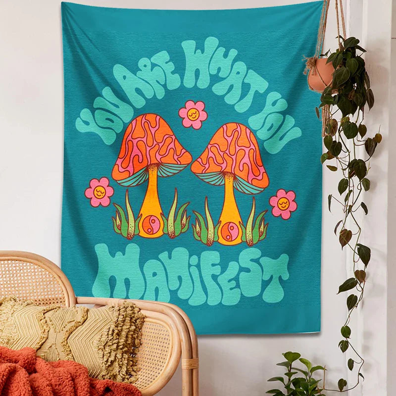 Afralia™ Mushroom Tapestry Wall Hanging: 70s Groovy Hippie Psychedelic Flower Art, Dorm Decor