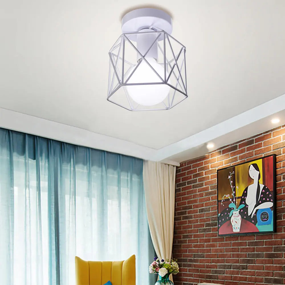 Afralia™ Vintage Wire Cage Ceiling Lamp for Home, Restaurant, Bar - Retro Style Lighting