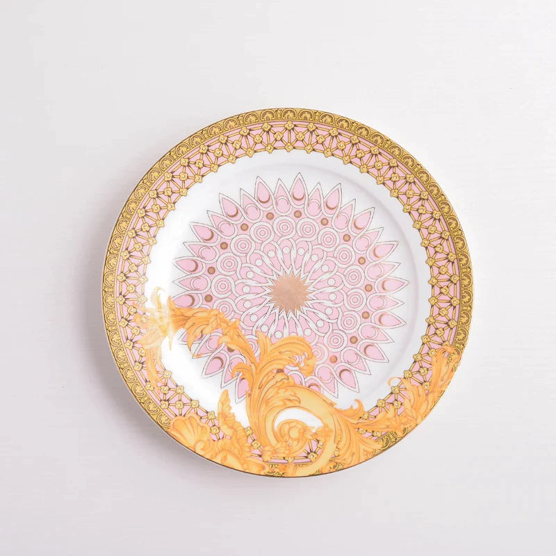 Afralia™ Golden Flower Bone China Tableware Set