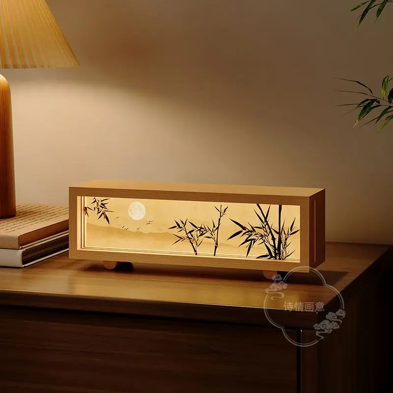 Afralia™ Chinese Wind Lamp Tabletop Painting Creative Night Light Bedroom Decor