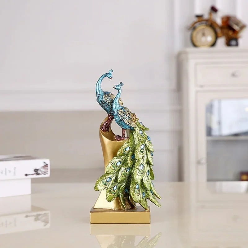 Afralia™ Peacock Open Screen Resin Craft - Modern Living Room Décor & Wedding Gift