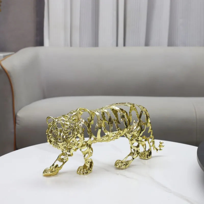Afralia™ Golden Openwork Animal Sculpture Set for Home Decoration