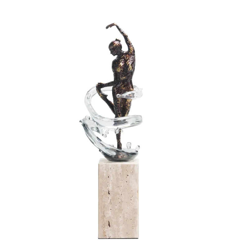 Afralia™ Ballet Dancer Figure Sculpture Clear Water Wave Home Decor
