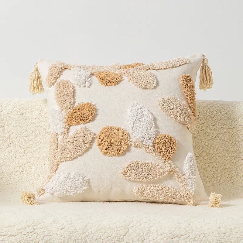 Afralia™ Boho Square Pillowcase with Embroidery & Tassel Detail for Living Room Sofa
