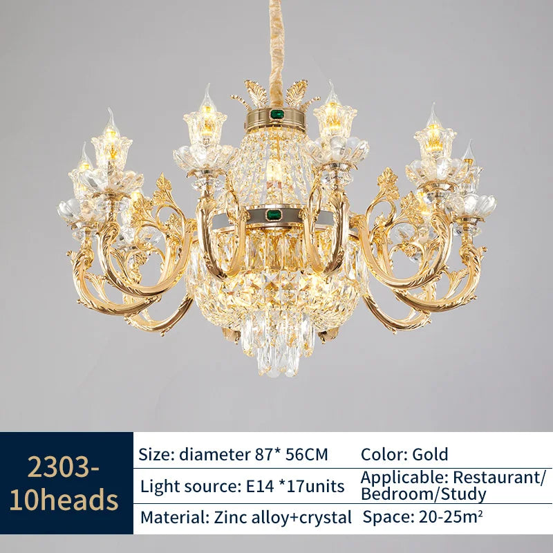 Afralia™ European Villa Crystal Chandelier for Living Room and Hotel Lobby
