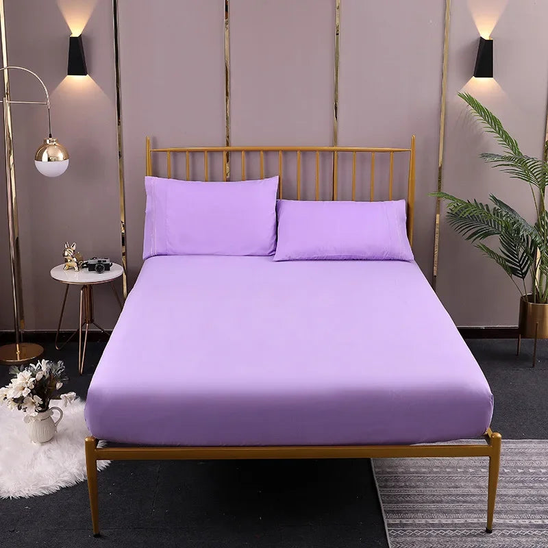 Afralia™ Solid Queen Fitted Sheet with Elastic Band for Single Double Beds