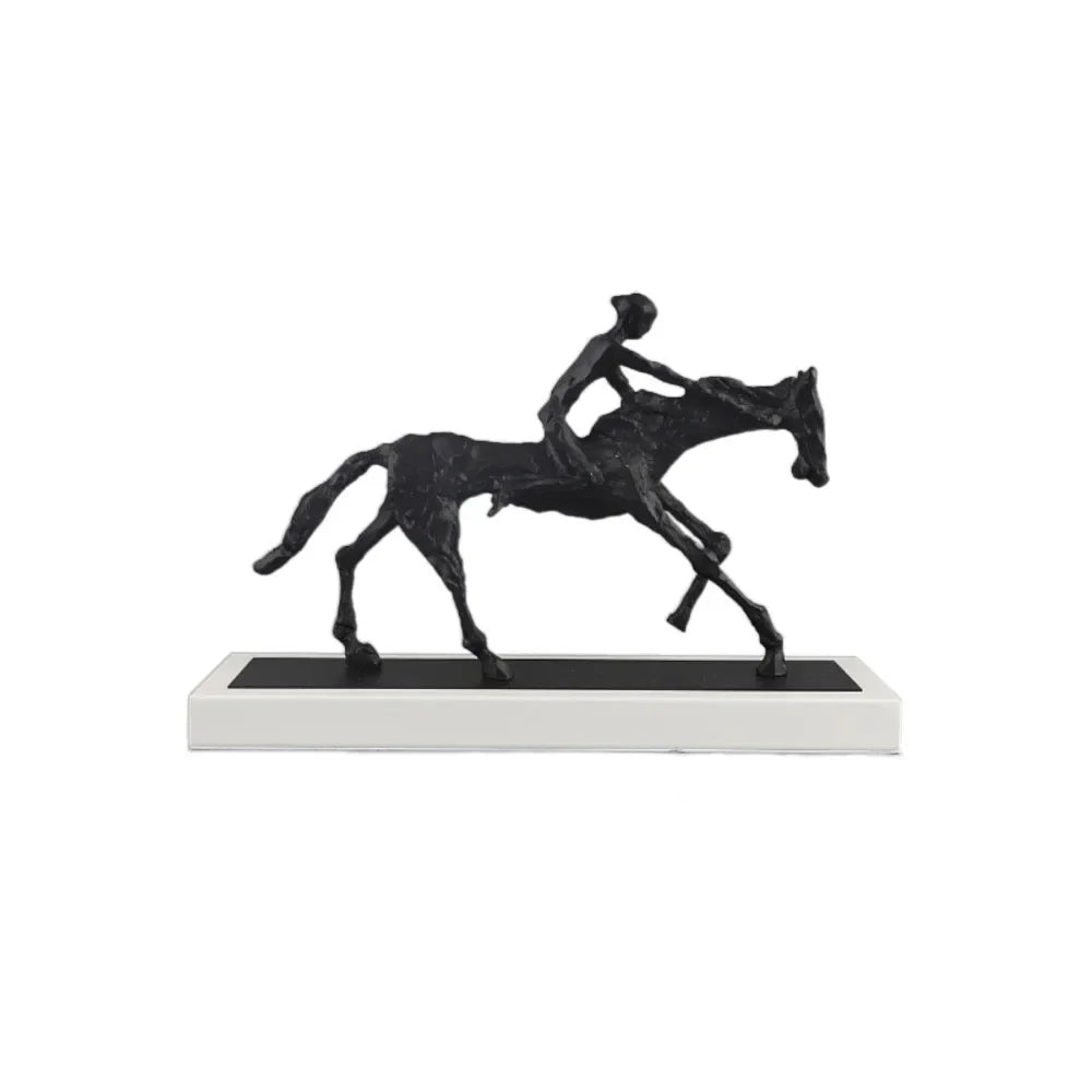 Afralia™ Metal Horseman Abstract Figure Sculpture Home Decor Figurine Statuette