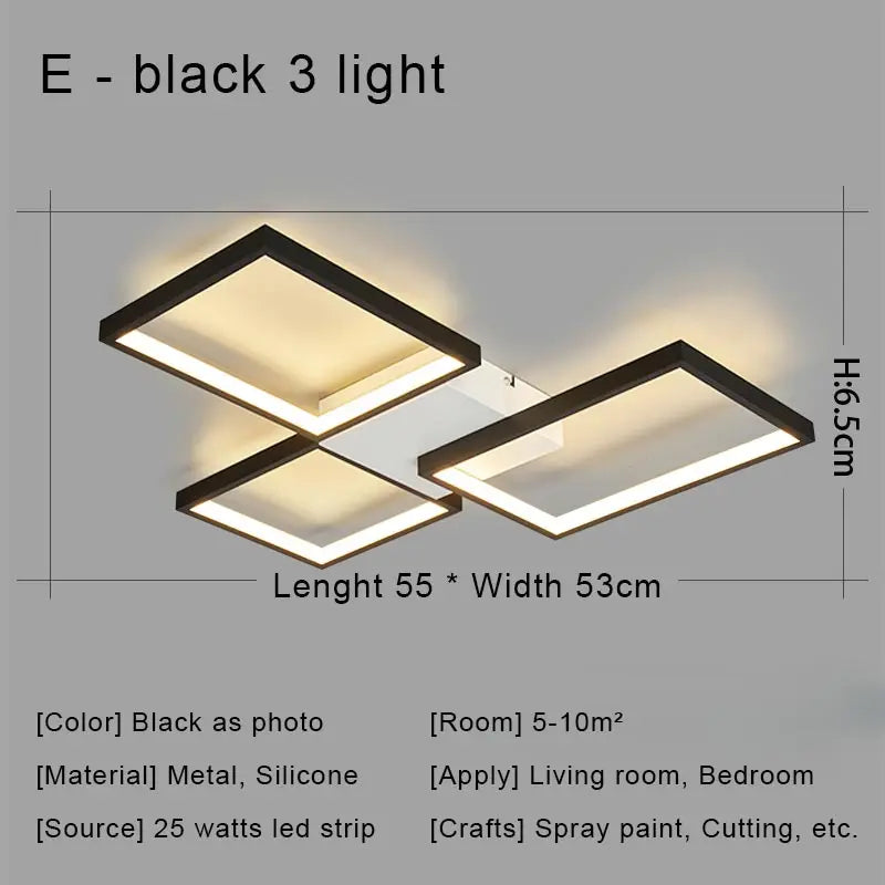 Afralia™ Black LED Chandelier Ceiling Light Remote Control Fixture for Living Room, Bedroom & Kitchen