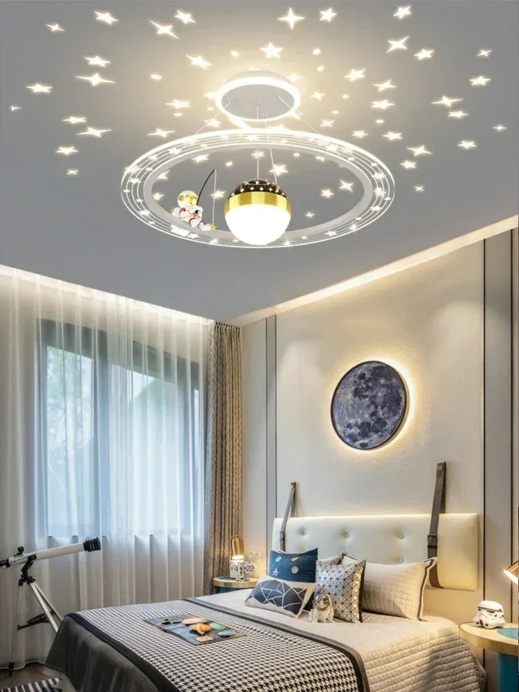 Afralia™ LED Chandelier for Boy's Room with Remote Control and Modern Design