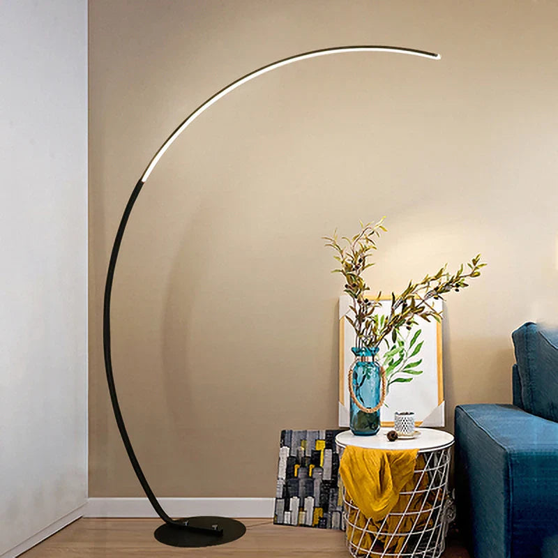 Afralia™ C-shaped Arc Floor Lamp LED Dimmable Remote Control for Living Room Bedroom