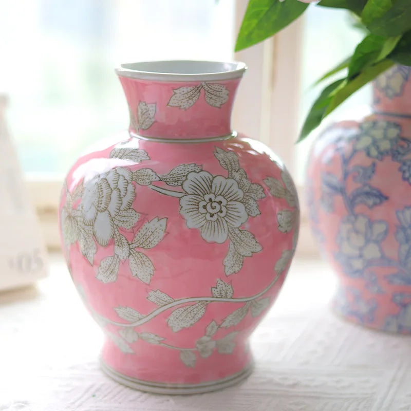 Afralia™ Chinese Retro Blue & White Porcelain Vase Flower Arrangement Home Decor