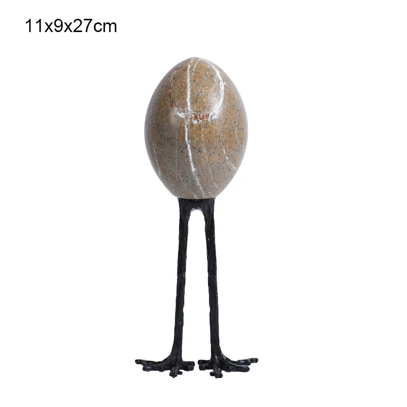 Afralia™ Marble Egg Decor: Vintage Claw Home Ornaments for Living Room & Bedroom