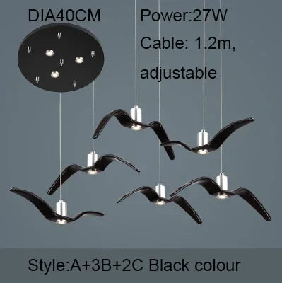 Afralia™ Seagull Resin LED Chandelier for Living Dining Room - Suspension Ceiling Light