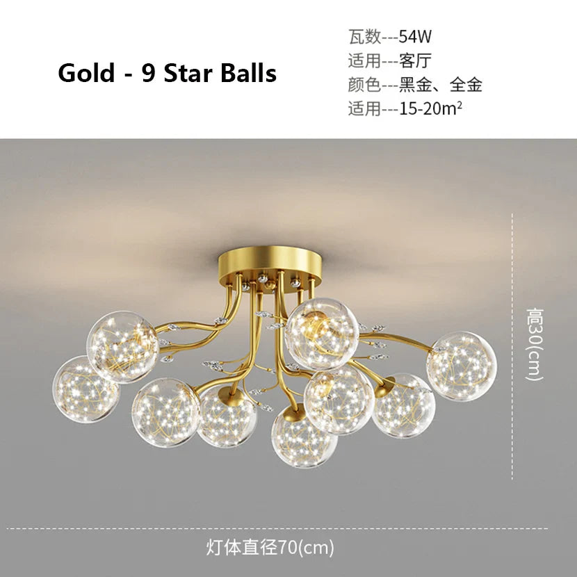 Afralia™ Crystal Flower Ceiling Lamp LED Chandelier for Bedroom Living Room Branch Decor