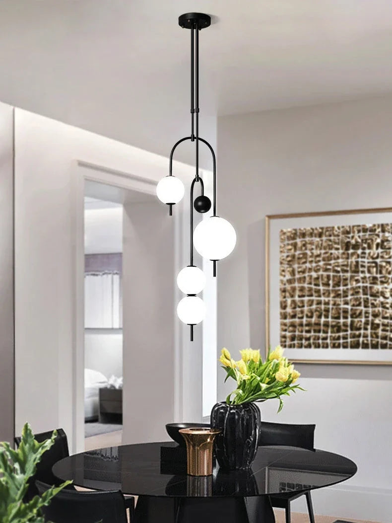 Afralia™ Glass Suspension Kitchen Island Chandelier Ceiling Pendant - Modern Living Room Hanging Light