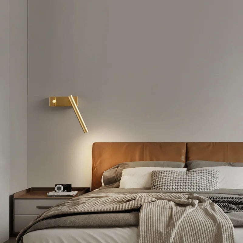 Rotatable Copper Wall Lights with Switch for Bedroom and Living Room Reading Lamp