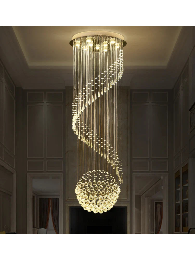 Afralia™ Crystal Chain Pendant Light Chandelier for Living Room and Staircase