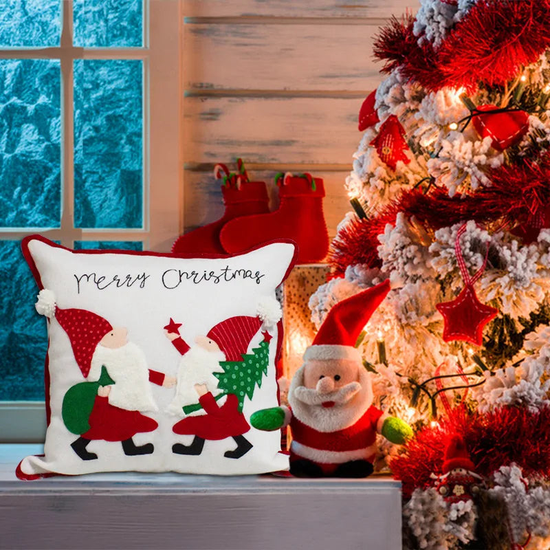 Afralia™ Snowflake Christmas Pillow Covers 45x45 Red White Cushion Home Decor Sofa